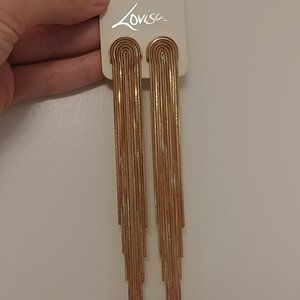 NWT: Gold fringe dangle statement earrings